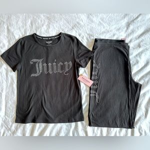 Juicy Couture Sleepwear Pajama Set M Black Rhinestones